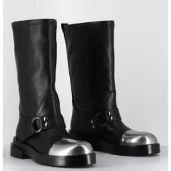 Clearance PREMIATA Bottes cavalière en cuir & bout argent - Boots M6813 ISEO NERO NOIR