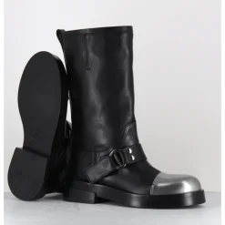 Clearance PREMIATA Bottes cavalière en cuir & bout argent - Boots M6813 ISEO NERO NOIR