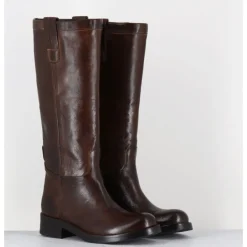 Sale LA BOTTEGA DI LISA Bottes cavalières en cuir - 5512 BUF BIRRA MARRON