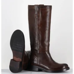 Sale LA BOTTEGA DI LISA Bottes cavalières en cuir - 5512 BUF BIRRA MARRON
