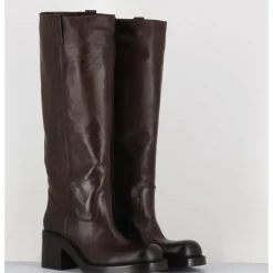 Outlet ELENA IACHI Bottes en cuir froissé - E4047 SENECA MORO MARRON