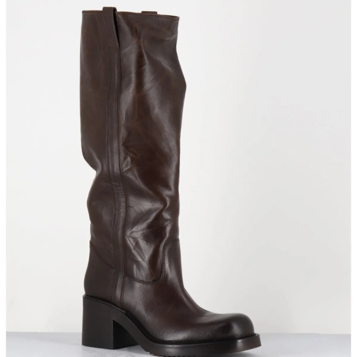 Outlet ELENA IACHI Bottes en cuir froissé - E4047 SENECA MORO MARRON