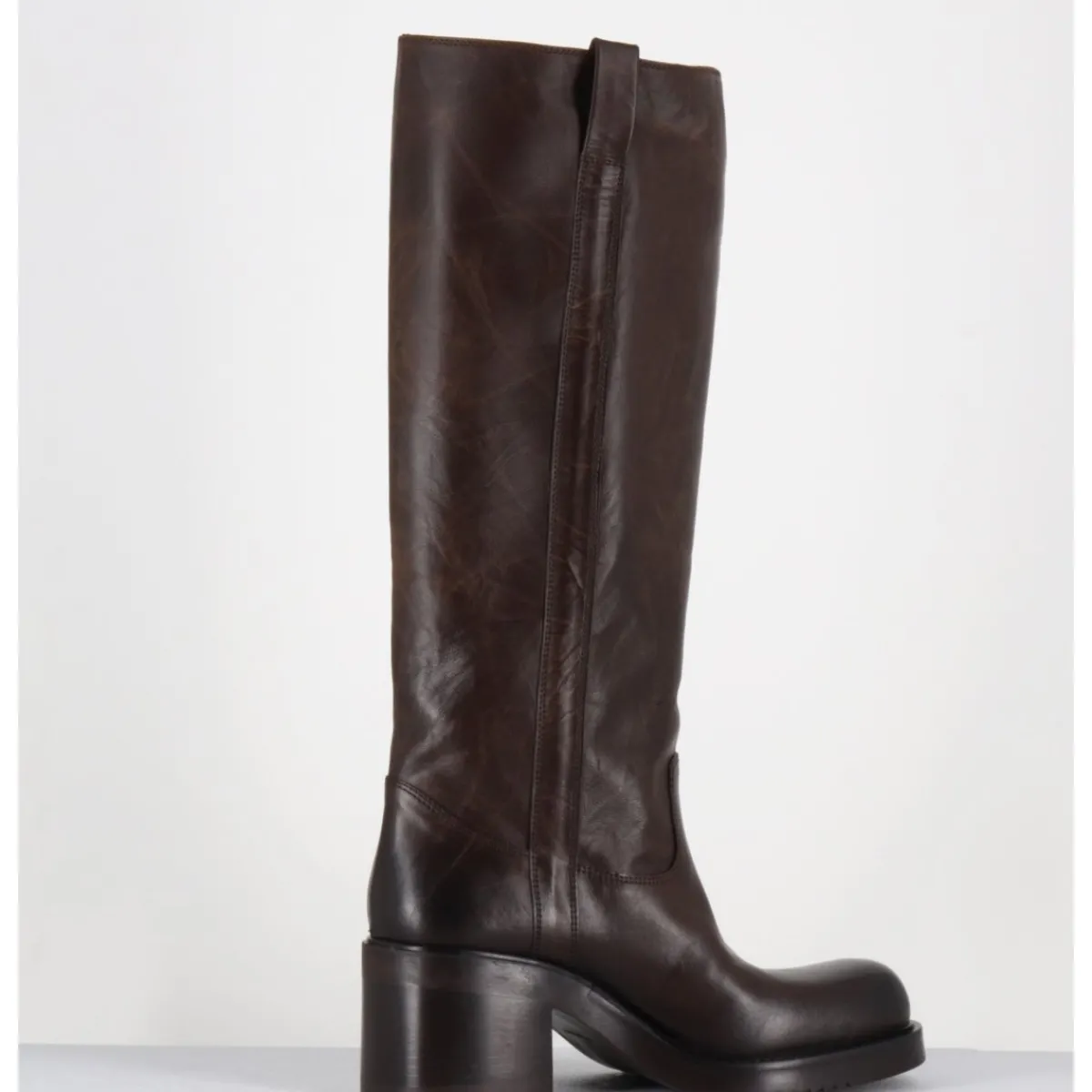 Outlet ELENA IACHI Bottes en cuir froissé - E4047 SENECA MORO MARRON