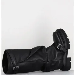 Clearance ELENA IACHI Bottes en cuir à tige large & boucles - E4010-L NATURE NERO NOIR