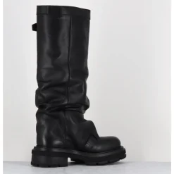 Clearance ELENA IACHI Bottes en cuir à tige large & boucles - E4010-L NATURE NERO NOIR