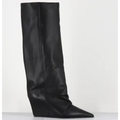 Outlet VIC MATIE Bottes en cuir bout pointu compensées - 1F2554D DAYTONA BLACK NOIR