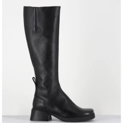 Online E8 BY MIISTA Bottes en cuir bout carré petit talon - BRUNILHDA BLACK TALL NOIR