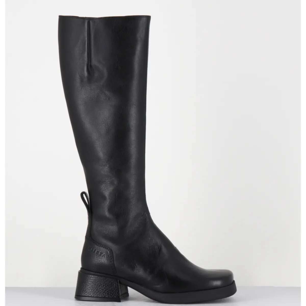 Online E8 BY MIISTA Bottes en cuir bout carré petit talon - BRUNILHDA BLACK TALL NOIR