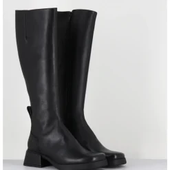 Online E8 BY MIISTA Bottes en cuir bout carré petit talon - BRUNILHDA BLACK TALL NOIR
