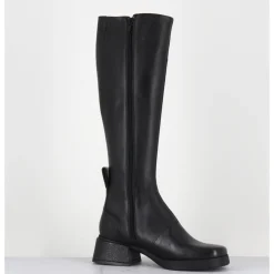 Online E8 BY MIISTA Bottes en cuir bout carré petit talon - BRUNILHDA BLACK TALL NOIR