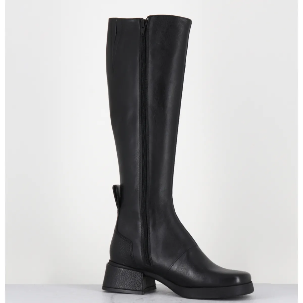 Online E8 BY MIISTA Bottes en cuir bout carré petit talon - BRUNILHDA BLACK TALL NOIR
