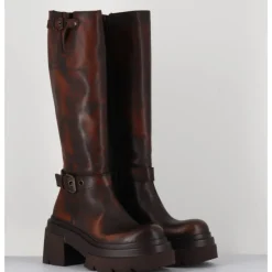 New ELENA IACHI Bottes en cuir vieilli semelle légère - E3772H24 BETA CUOIO MARRON