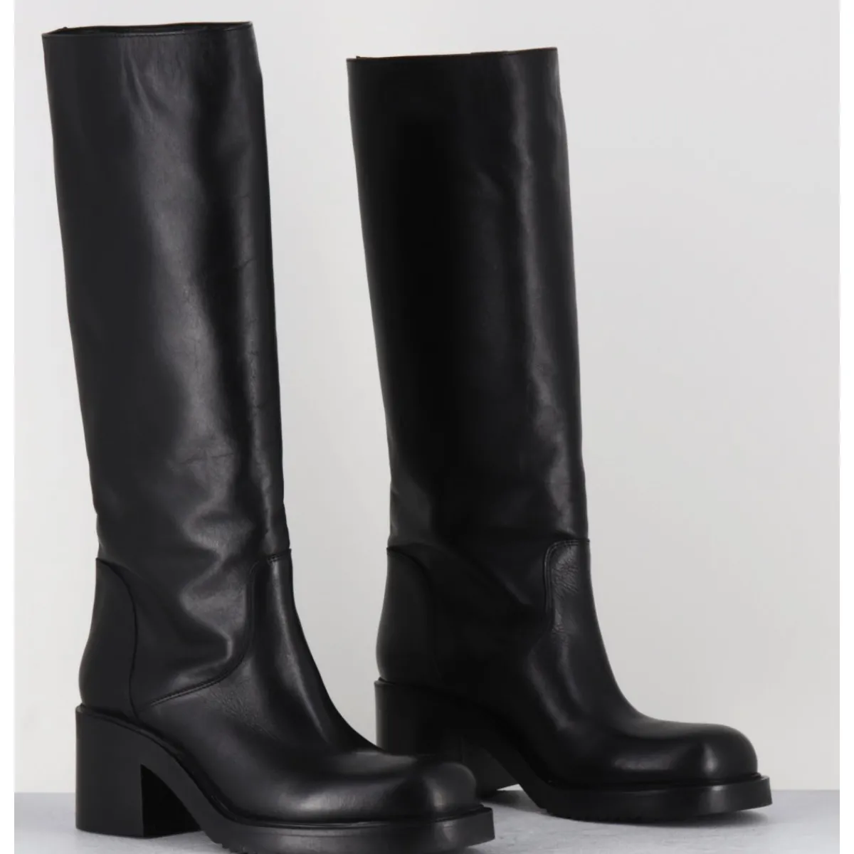 Clearance ELENA IACHI Bottes esprit bikers en cuir - E4050-L NATURE NERO NOIR