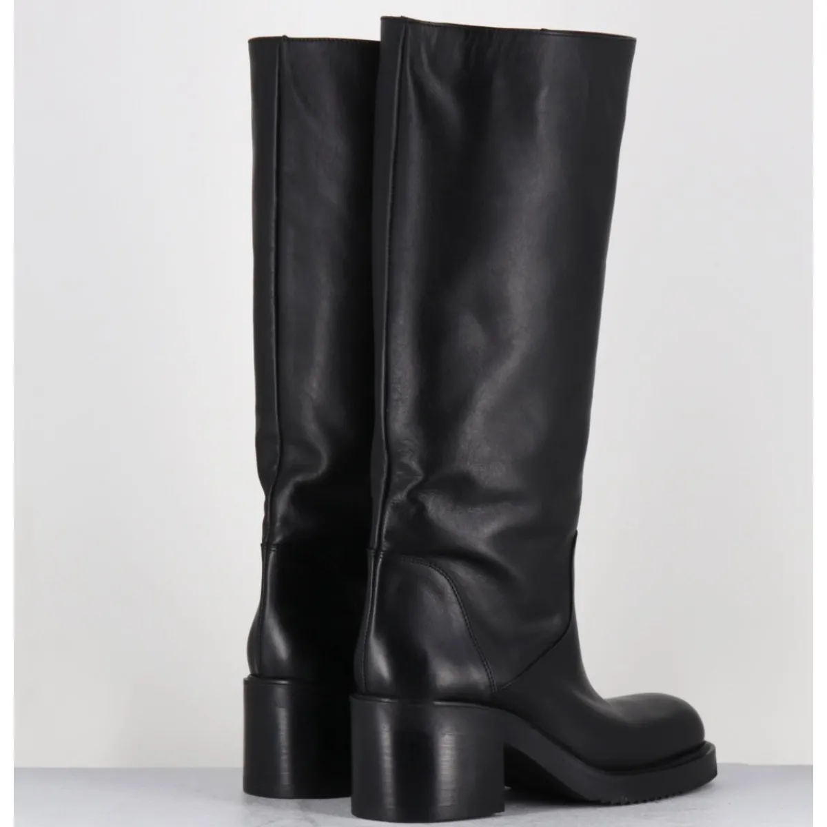 Clearance ELENA IACHI Bottes esprit bikers en cuir - E4050-L NATURE NERO NOIR