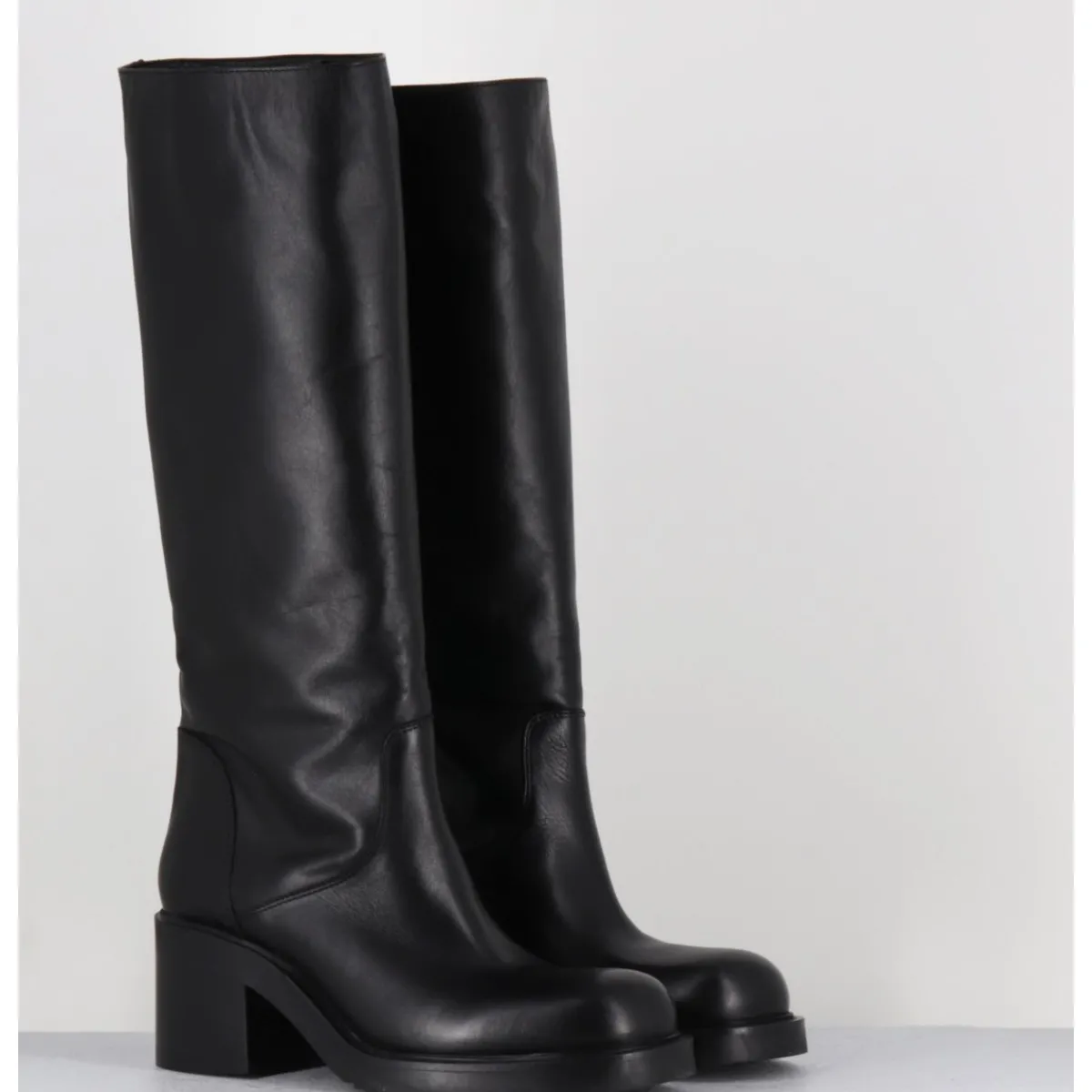 Clearance ELENA IACHI Bottes esprit bikers en cuir - E4050-L NATURE NERO NOIR