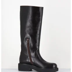 GARRICE LAB Bottes esprit cavalière en cuir - TORI MORODER T MORO MARRON