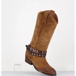 New LA BOTTEGA DI LISA Bottes esprit tiag en daim bracelet amovible - TEX CROSTA BRUCCIATO CAMEL
