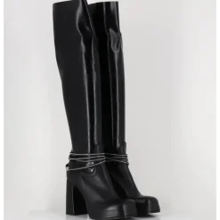 GARRICE LAB Bottes hautes cuir & bijou à plateforme - WONDER GLOVE NERO NOIR