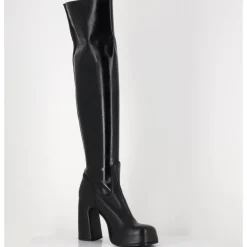 GARRICE LAB Bottes hautes cuir & bijou à plateforme - WONDER GLOVE NERO NOIR