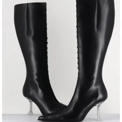 Online MIISTA Bottes hautes en cuir corseté & talon plexi - ALINE TALL BOOTS NOIR