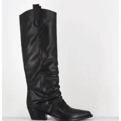 New GARRICE LAB Bottes santiag en cuir effet froissé - CHELA KOMBAT NERO NOIR