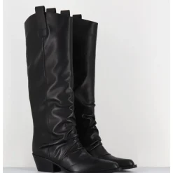 New GARRICE LAB Bottes santiag en cuir effet froissé - CHELA KOMBAT NERO NOIR