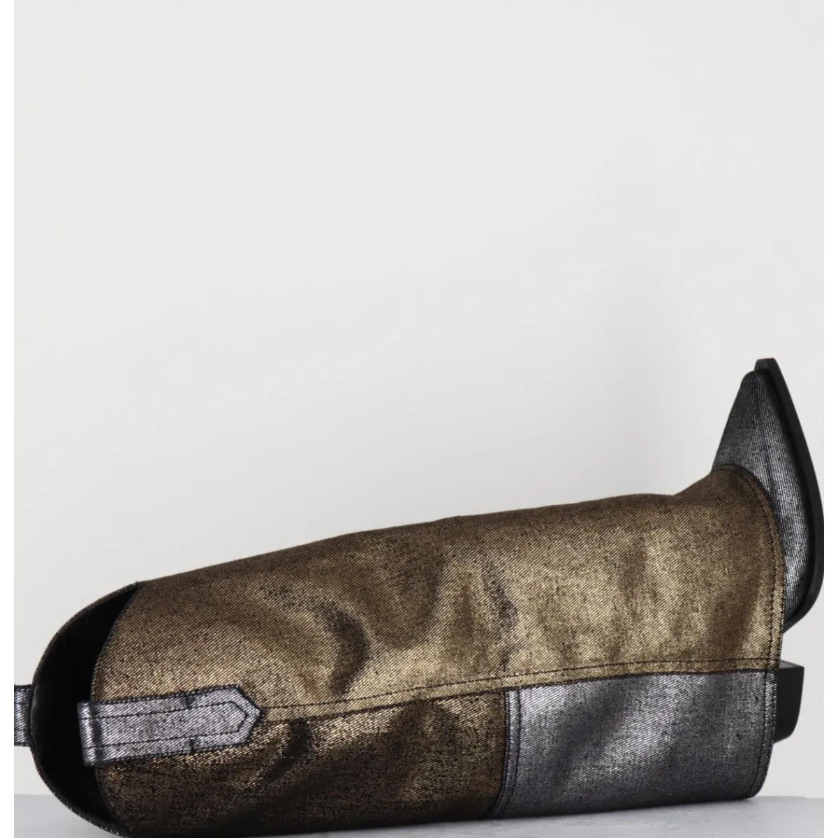 Outlet ELENA IACHI Bottes santiag jean laminé bronze & argent -E3869-T RIC SILVER GOLD