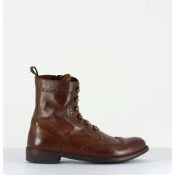 Online OFFICINE CREATIVE Bottines à boutonnière & motif brogue en cuir camel - MARS018 SAUVAGE COGNAC