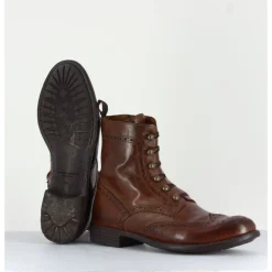 Online OFFICINE CREATIVE Bottines à boutonnière & motif brogue en cuir camel - MARS018 SAUVAGE COGNAC