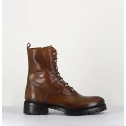 JO GHOST Bottines à boutonnière en cuir camel patiné - 2738 BUFFALO SEGALE COGNAC