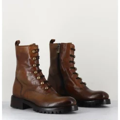 JO GHOST Bottines à boutonnière en cuir camel patiné - 2738 BUFFALO SEGALE COGNAC