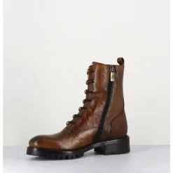 JO GHOST Bottines à boutonnière en cuir camel patiné - 2738 BUFFALO SEGALE COGNAC