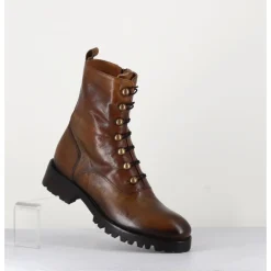 JO GHOST Bottines à boutonnière en cuir camel patiné - 2738 BUFFALO SEGALE COGNAC