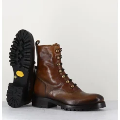 JO GHOST Bottines à boutonnière en cuir camel patiné - 2738 BUFFALO SEGALE COGNAC