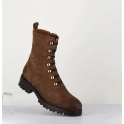 Online JO GHOST Bottines à boutonnière en daim marron brossé - 2738 PEACH SANDALO TAUPE