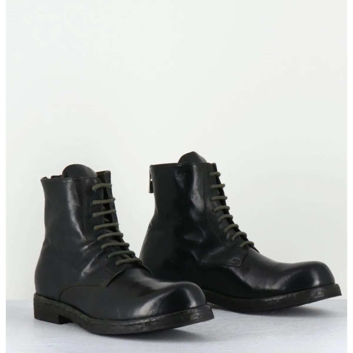 Discount OFFICINE CREATIVE Bottines à lacets en cuir kaki lavées - BULLA DD 302 T.SAFARI