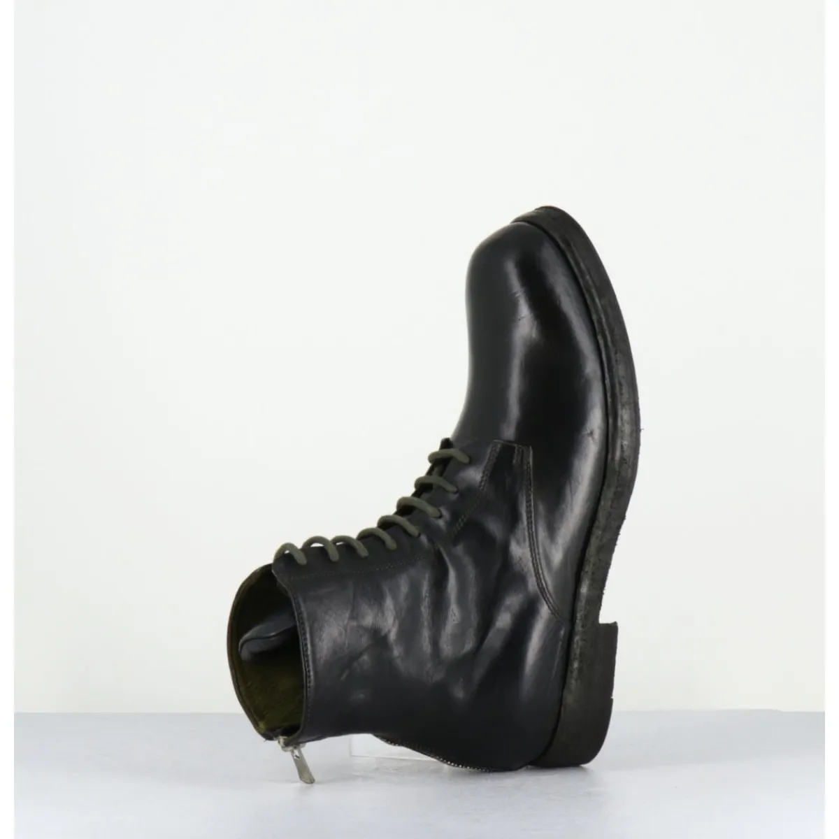 Discount OFFICINE CREATIVE Bottines à lacets en cuir kaki lavées - BULLA DD 302 T.SAFARI