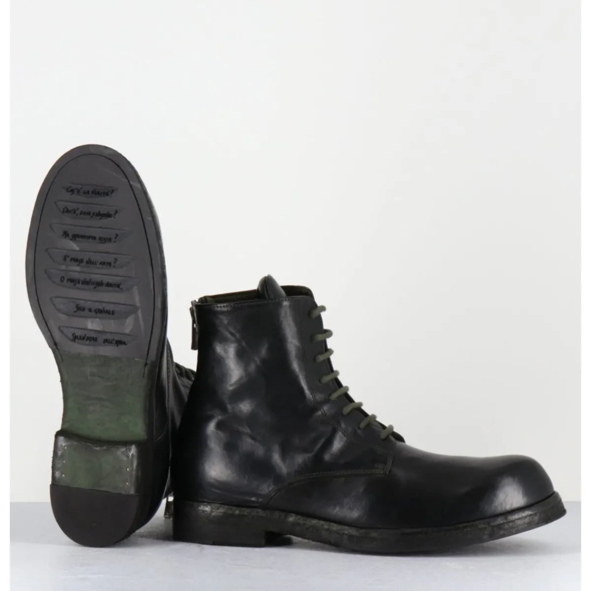 Discount OFFICINE CREATIVE Bottines à lacets en cuir kaki lavées - BULLA DD 302 T.SAFARI