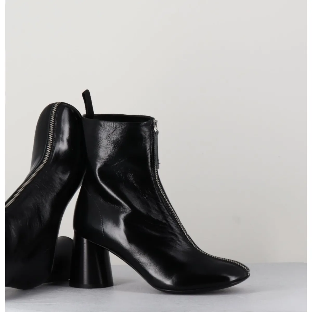 Sale HALMANERA Bottines en cuir brillant très souple - ACE07 NERO NOIR