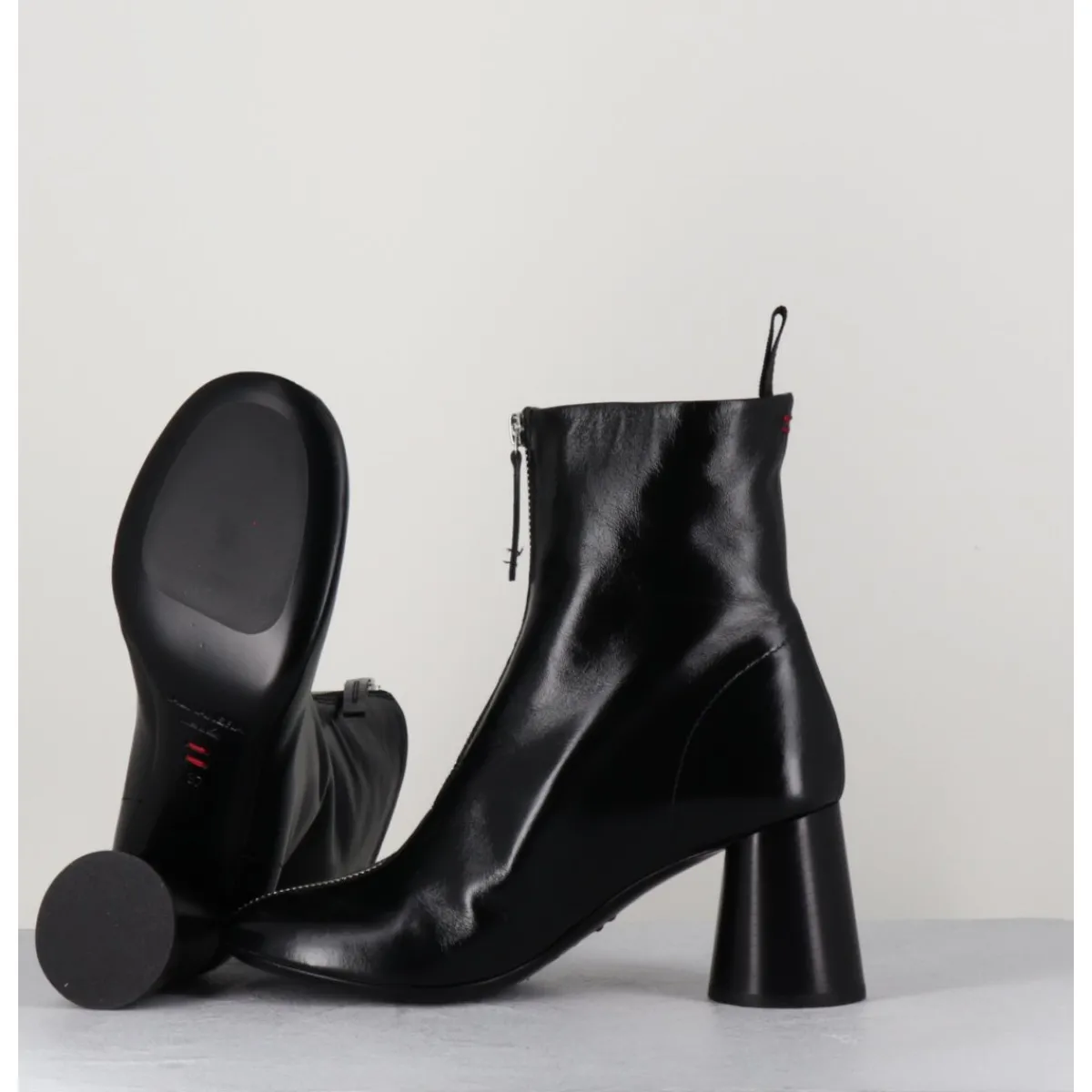 Sale HALMANERA Bottines en cuir brillant très souple - ACE07 NERO NOIR