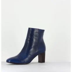 GARRICE LAB Bottines petit talons en cuir F568 - MARINE