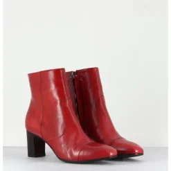 Discount GARRICE LAB Bottines petit talons en cuir F568 - ROUGE