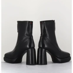 Hot HALMANERA Bottines plateforme en cuir rétro à zip central - ELSA07 NERO NOIR