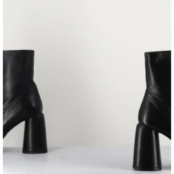 Hot HALMANERA Bottines plateforme en cuir rétro à zip central - ELSA07 NERO NOIR