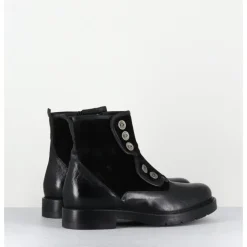 Online GARRICE LAB Bottines plates à boutons en cuir - LACO CARLY NERO NOIR