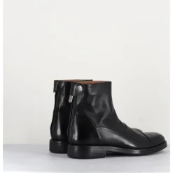 New ALBERTO FASCIANI Bottines plates en cuir - CAMIL 70009 BLACK NOIR