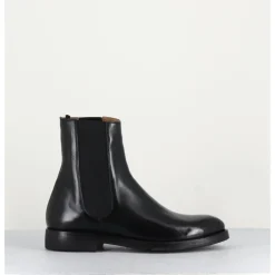 ALBERTO FASCIANI Bottines plates en cuir à élastiques - CAMIL 70017 BLACK NOIR
