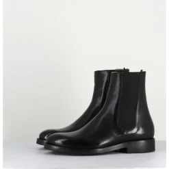 ALBERTO FASCIANI Bottines plates en cuir à élastiques - CAMIL 70017 BLACK NOIR