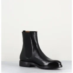ALBERTO FASCIANI Bottines plates en cuir à élastiques - CAMIL 70017 BLACK NOIR