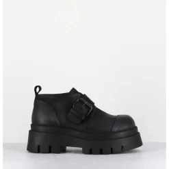 LOFINA Chaussures à boucle réglable en cuir semelle épaisse - 4005 GAS NERO NOIR